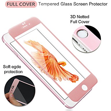 iPhone 6 Plus Screen Protector, i-Kawachi(TM) 3D Full Cover Curve Egde Ballistic Glass Screen Protector for iPhone 6 6S Plus (5.5" Pink)