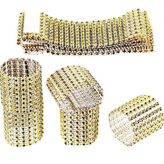 Zhanmai 110 Pieces Rhinestone Napkin Rings Napkin Mesh Adornment for Wedding Party Birthday Supplies (Gold)