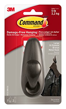 Command Forever Classic Metal Hook, Large, Oil Rubbed Bronze, 1-Hook (FC13-ORB-ES)