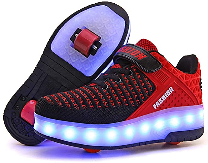 Ufatansy Roller Shoes USB Rechargeable Roller Skate Shoes LED Fashion Sneakers Kids Roller Shoes for Girls Boys Shoes with Wheels Comfortable Mesh Surface Thanksgiving Christmas Day Best Gift