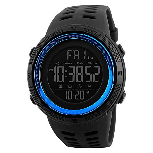 Digital Watch for Men,Males Waterproof Military Watches Casual Electronic Watches with Alarm/Timer/2 Time Zone, Outdoor Sport Wrist Watch for Men/Teens