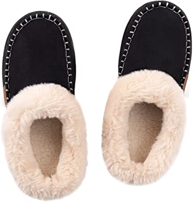 Women's Suede fluffy collar slippers
