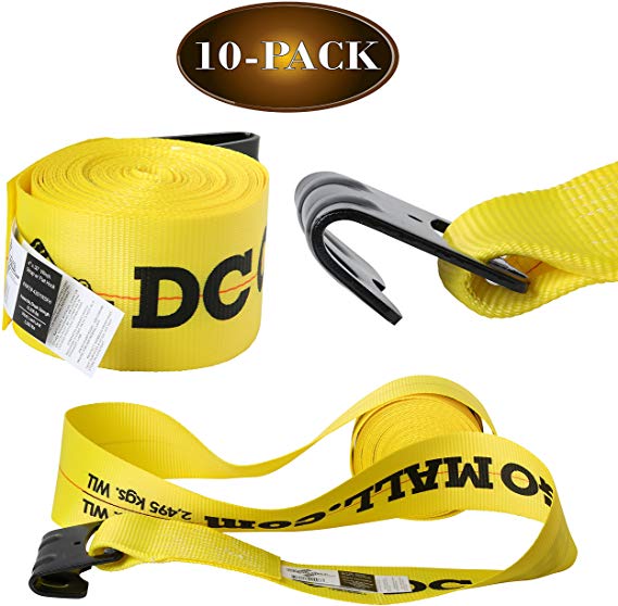 10 Winch Straps, 4" x30' Flatbed Trailer Strap Tie Downs w/Flat Hooks, Heavy Duty Cargo Straps for Flatbeds, Trailers, and Trucks | Ratchet NOT Included.
