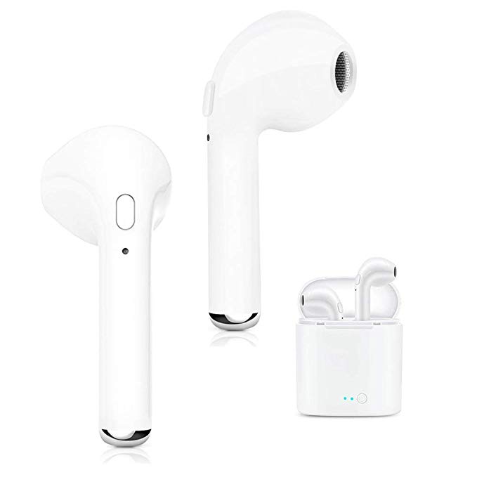 Wireless Earbuds, EVANTEK Latest True Wireless Bluetooth Headphones 3D Stereo Wireless Headsets Waterproof Earplugs Built-in Microphone in-Ear Earphones Portable Charging Box1
