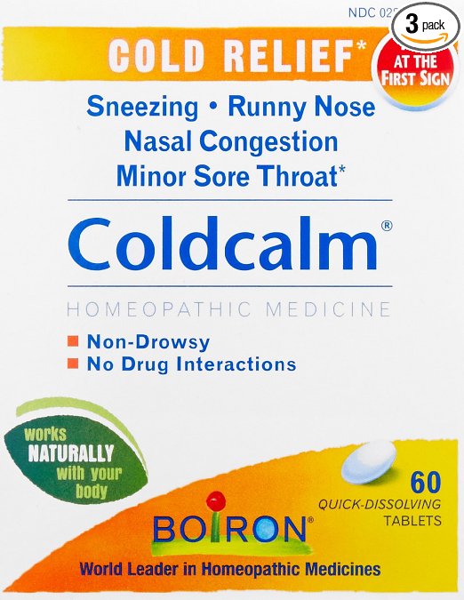 Boiron Homeopathic Medicine Coldcalm Tablets for Colds 60-Count Boxes Pack of 3