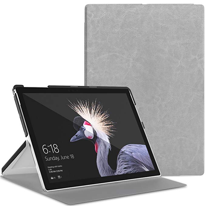 MoKo Microsoft Surface Pro 6 case - Smart Slim Shell Lightweight Stand Cover Case for Surface Pro 6 / Pro 2017(Pro 5) / Pro LTE/Pro 4 Tablet, Compatible with Type Cover Keyboard, Gray