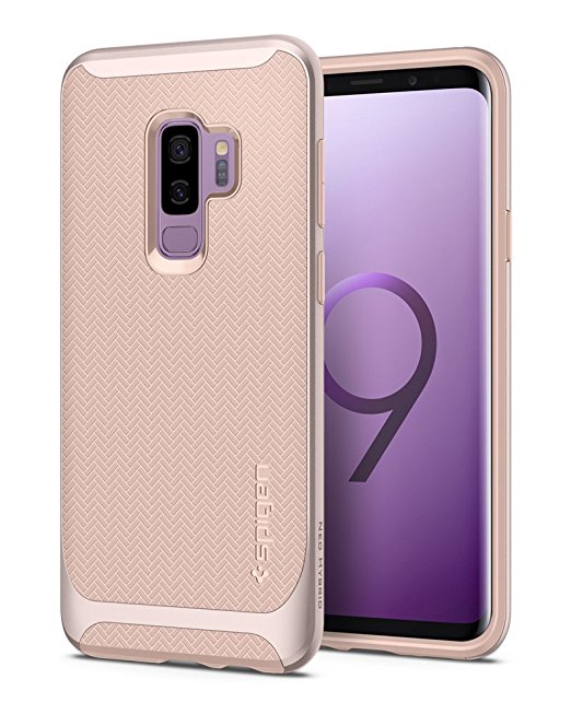 Spigen Neo Hybrid Galaxy S9 Plus Case with Flexible Herringbone Pattern Protection and Reinforced Hard Bumper Frame for Samsung Galaxy S9 Plus (2018) - Pale Dogwood