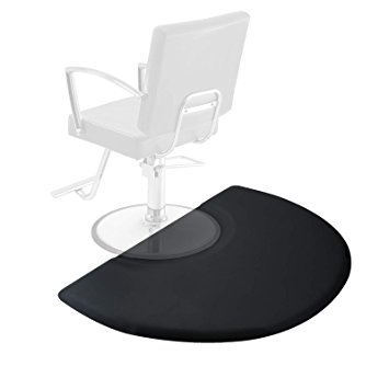 Saloniture 4' x 3' Salon & Barber Shop Chair Anti-Fatigue Mat - Black Semi Circle - 5/8" Thick