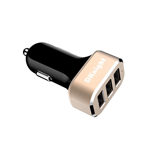 [Certified by Apple] - DKnight AE3 3 Port , 5.1 A / 25.5 W Rapid USB Car Charger for iPhone 5s 5c 5; iPad Air, mini; Galaxy S5 S4; Note 3 2; the new HTC One (M8) and More (Black)