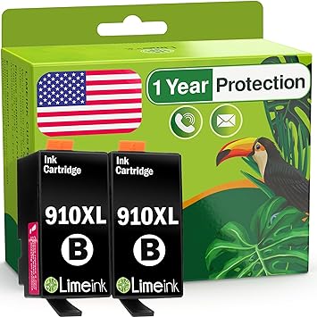 Limeink Compatible Ink Cartridges Replacement for HP 910 XL Ink Cartridges 910XL for HP Officejet Pro 8025 8022 8020 8028 8025e 8035 8030 Printers (2 Black Ink Combo Pack)