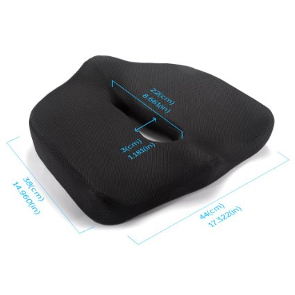Seat Cushion By Pro For Sho - Good for Car Truck and Office Chair - Coccyx Tailbone Lumbar Support - Lower Back Pain Relief - Orthopedic Seat Cushion - Reduces Sciatica Pain - Increases Circulation