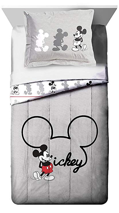 Jay Franco Disney Mickey Mouse Jersey Super Soft Kids Reversible Twin/Full Comforter, Bedding Features Mickey Mouse - Fade Resistant Polyester with Bonus Sham (Official Disney Product)