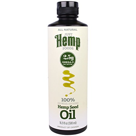 Just Hemp Foods, 100% Hemp Seed Oil, Cold Pressed, 16.9 fl oz (500 ml) - 2PC