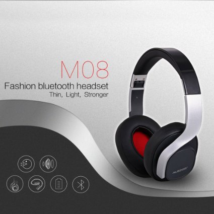 Ausdom M08 Wire/Wireless FashiAusdom M08 Wire/Wireless Fashion Foldable Bluetooth Headset Rich Bass with Built-in Microphone (Black Silver)