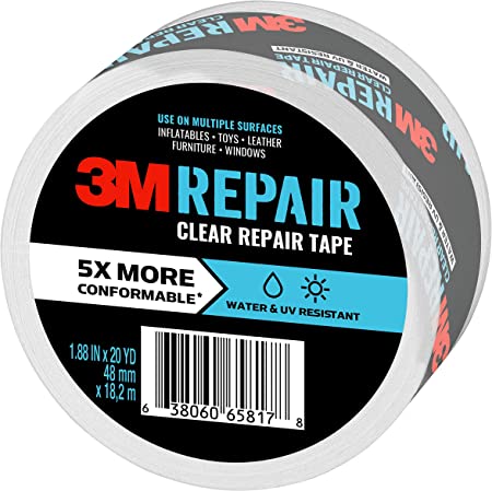 3M Clear Repair Tape, Clear Tape Allows Discreet Repairs, Indoor and Outdoor 3M Tape, 1.88 Inches x 20 Yards, 1 Roll