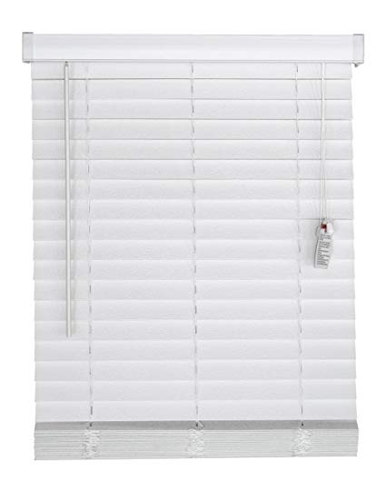 DEZ Furnishings QAWT500360 Corded 2 Inch Faux Wood Blind, White, 50W x 36L Inches