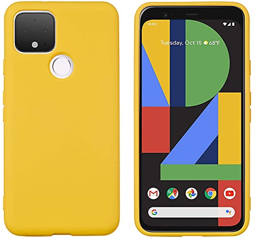 Anyos Google Pixel 5 Case, Liquid Silicone Gel Rubber Bumper Case, Ultra-Thin Soft Microfiber Lined Full Body Rugged Protective Case Cover for Google Pixel 5 (5G 2020)-Yellow