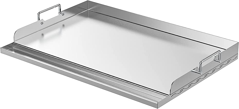 Skyflame Universal Stainless Steel Griddle Plate with Even Heating Bracing for BBQ Charcoal/Gas Grills, 23" x 16" Rectangular Hibachi Flat Top Griddle for Indoor/Outdoor Cooking