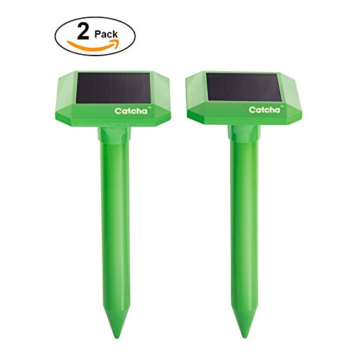 2 x Catcha Solar Powered Sonic Mole Repeller Control Mole, Voles, Gopher Rats and Mice Chaser Spike