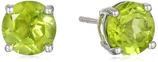 Sterling Silver Round Peridot Earrings