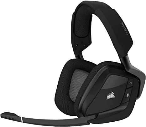 Corsair VOID ELITE RGB Wireless Gaming Headset, 7.1 Surround Sound, Low Latency 2.4 GHz Wireless, 40ft Wireless Range, Customisable RGB Lighting, Durable Aluminium with PC, PS4 Compatibility - Carbon