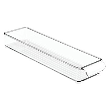 InterDesign Refrigerator and Freezer Storage Organizer Tray for Kitchen, 4" x 2" x 14.5", Clear