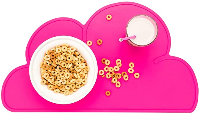 Silicone Cloud Shaped Food Placemat - Magenta - Non-Slip - Easy Clean - Tabletop Protection - Great For Infants, Toddlers & Kids - 18 3/4" x 10 1/2" - 1ct Box - Restaurantware