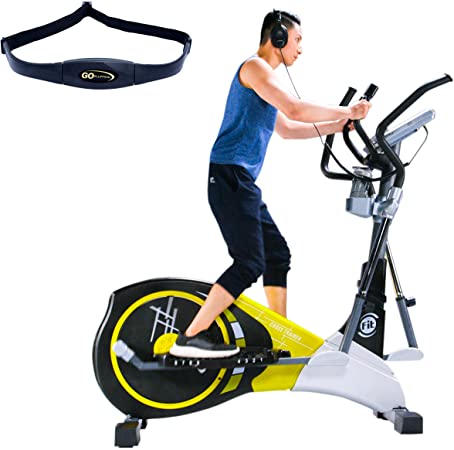 GOELLIPTICAL V-950X Extra Length Motorized 19" Stride Programmable Elliptical Cross Trainer - Cardio Fitness Strength Conditioning Workout with Wireless HRC Receiver for Home use or Gym