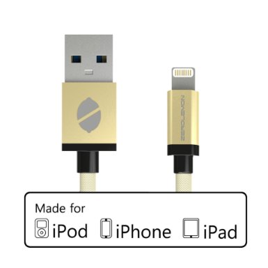 Apple MFi Certified ZeroLemon Lightning to USB Plastic PVC Cable 32 Feet  1 Meter  Aluminum Cap for iPhone iPod and iPad 2 Year Warranty- Rugged Gold