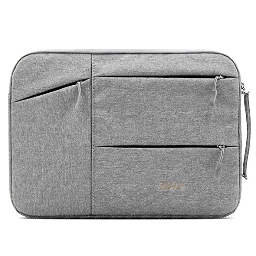 11-12 Inch Laptop Sleeve Briefcase DHZ Handbag for MacBook 12" Retina,MacBook Air 11.6",Notebook Computer Polyester Shockproof,Spill-Resistant Protective Case Carrying Bag with Accessory Pockets,Gray