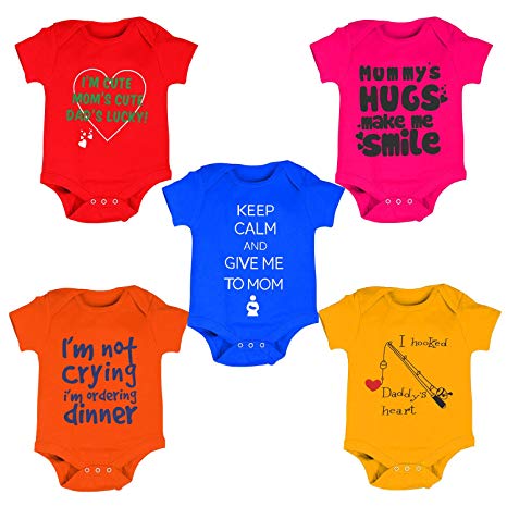 Kiddeo Baby Boy's and Baby Girl's Cotton Bodysuits Pack of 5
