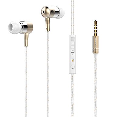 LSD In ear Headphones Noise Isolating Earphones Wired Earbuds 3.5mm Headsets with Microphone & Remote Control for Smartphones,iPhone, iPad, Android Phone, Laptop, Tablet, Mp3/mp4(Gold)