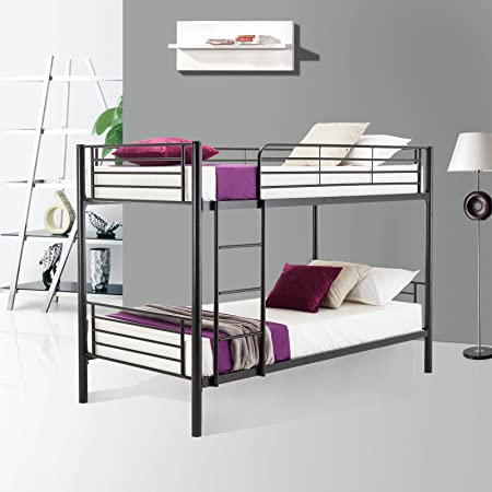 Mecor Metal Bunk Bed Twin Over Twin - with Removable Ladder and Guard Rail - Easy Assembly - Space Saving Design - Black