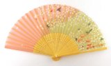 Japanese Handheld Folding Fan Cherry Blossoms on Pink and Green HF59