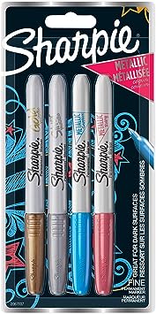 SHARPIE Metallic Permanent Markers | Fine Point | Assorted Colours | 4 Count