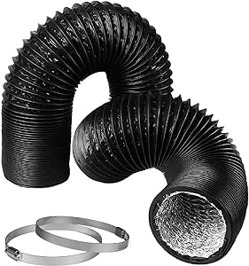 Dryer Vent Hose 3 Inch Air Duct 16 Feet Flexible Adjustable PVC Heavy-Duty Four-Layer Air Duct Hose with 2 Screw Clamps for HVAC Ventilation (Black)