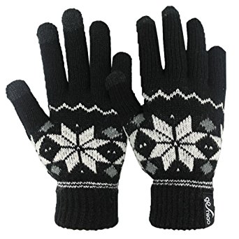 Holly Knitted Jacquard Touchscreen Gloves for Smartphones & Tablets, Small, Medium and Large