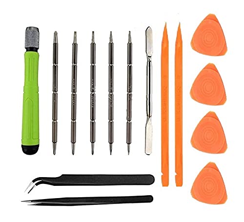 Catchex Screwdriver set and opening tools for iPhone 5, 6, Laptop and Macbook devices with ESD Safe Tweezer set, plastic/metal spudger and opening picks