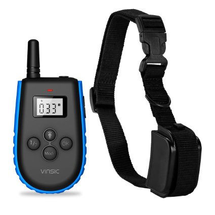 Dog Training Collar Vinsic 300 Meters Remote Control Rechargeable Dog Training Collar with LCD Display 1-100 Level Shock and Vibration Safe and Effective for Pets