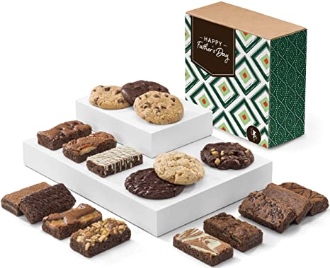 Fairytale Brownies Father's Day Cookie & Sprite Combo Gourmet Chocolate Food Gift Basket - 3 Inch x 1.5 Inch Snack-Size Brownies and 3.25 Inch Cookies - 18 Pieces - Item CD323