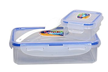 Lock & Seal 800ml   125ml Plastic Lunch Tiffin Box for Childrens Kids School Students Workers (Clear)