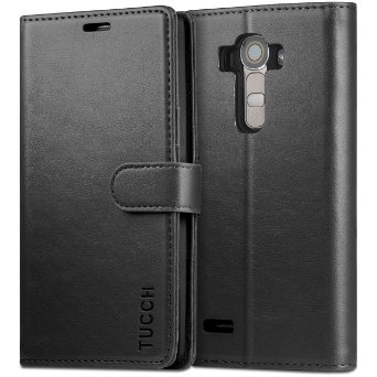 TUCCH LG G4 Case Leather Wallet Case for LG G4 Flip Book Case with Stand Feature Credit Card Slots and Money Pocket Magnetic Clasp Black