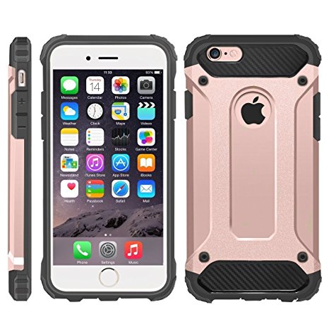 iPhone 6 Plus Case, iPhone 6S Plus Cover, [Survivor] Military-Duty Case - Shockproof Impact Resistant Hybrid Heavy Duty [armor case] Dual Layer Armor Hard Plastic And Bumper Protective Cover Case for Apple iPhone 6 Plus / 6S Plus [SHOCKPROOF] Cover, (ROSE GOLD)