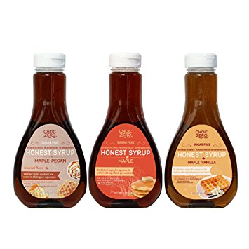 Honest Syrup, Maple Syrup Collection. Sugar free, Low Carb, No preservatives. Thick and Rich. Sugar Alcohol free, Gluten Free. Pancake and Waffle topping. 3 Bottles(3X12oz)