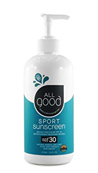 All Good Sport Sunscreen Lotion - Zinc Oxide - Coral Reef Safe - Water Resistant - UVA/UVB Broad Spectrum - SPF 30 (16 oz Pump)