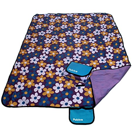 Pulchra Picnic Blanket Waterproof Premium Quality (600D Oxford Fabric) Large (80"×60") Foldable Outdoor Camping Beach Mats Blankets Baby Crawling Mat for Outing Grass Trip Party