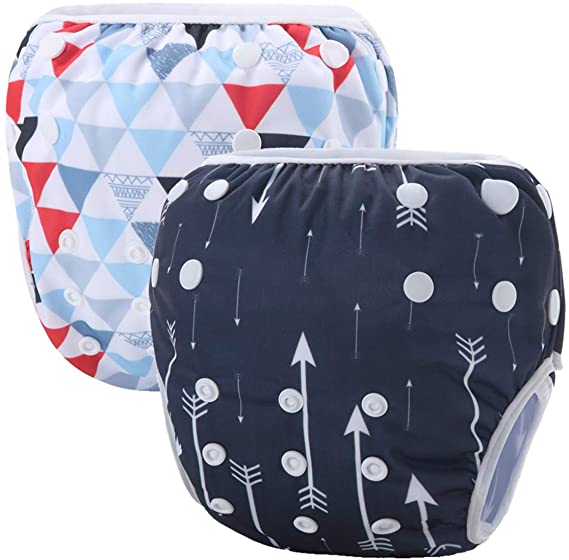 storeofbaby Reusable Swim Diapers Covers Waterproof Swimming Pants for 8-36lbs Unisex Baby Pack of 2