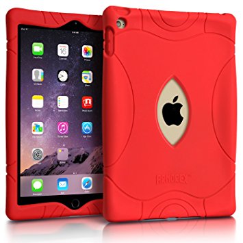 iPad Air 2 Case 9.7 inch, Armorex Durable Stylish [Shockproof] [Impact Resistant] [Kids Safe] Protective Silicone Cover for Apple iPad Air 2 (Red)