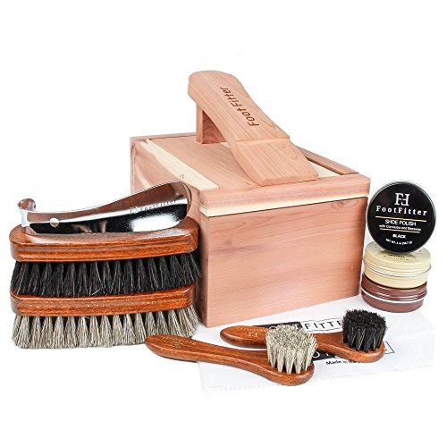 FootFitter Classic Shoe Shine Valet Box Set - Quality Shoe Cleaning Kit!