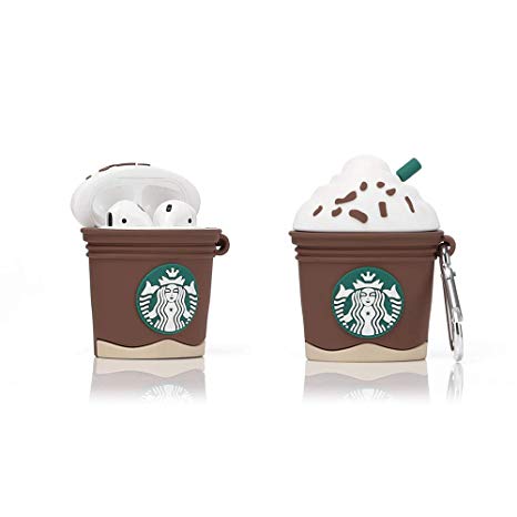 LEWOTE Airpods Silicone Case Funny Cute Cover Compatible for Apple Airpods 1&2[Dessert Food Series][Best Gift for Girls Boys or Couples] (Coffee)